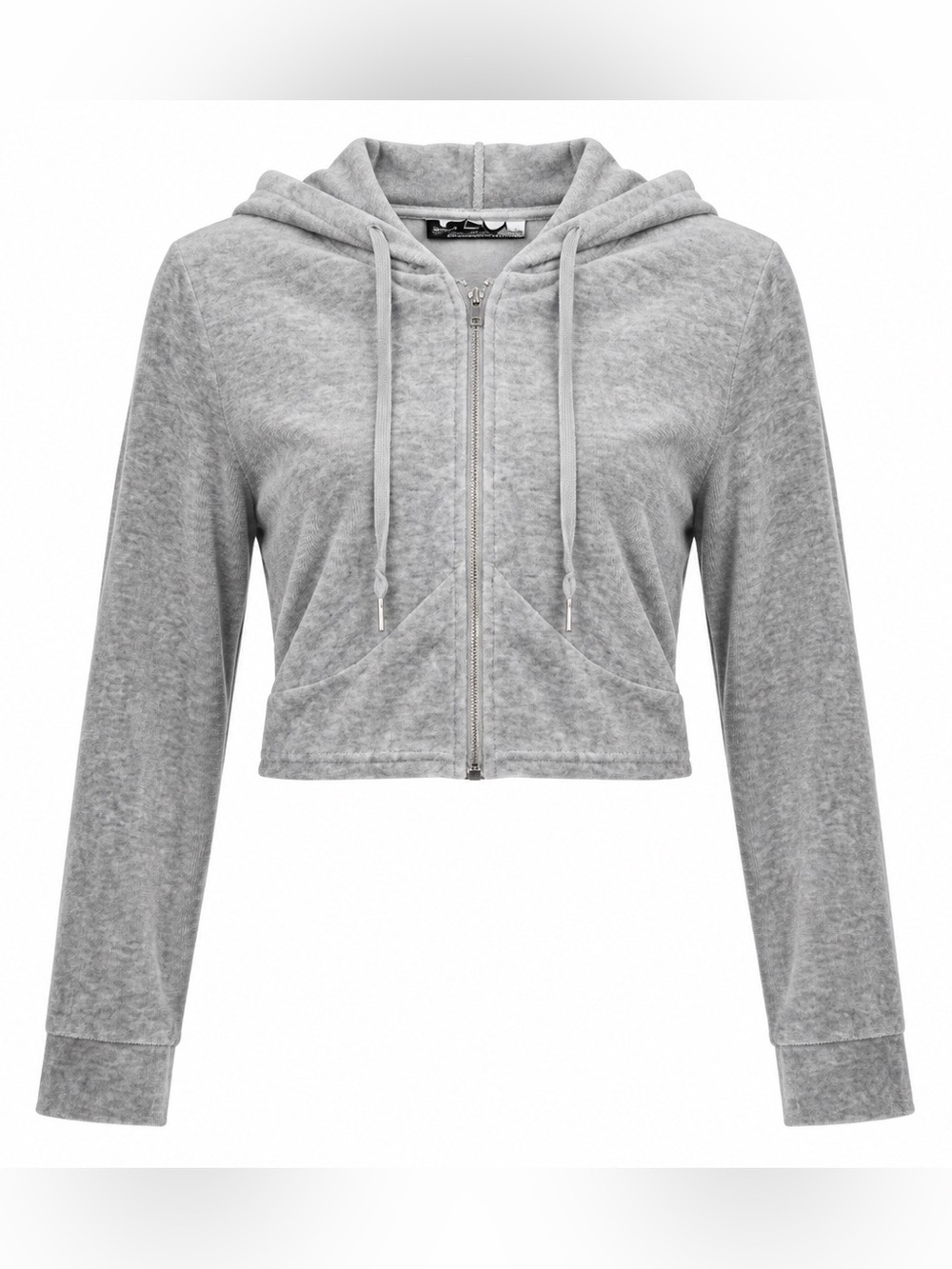Fashion Nova Gray Velour Cropped Zip Up Hoodie Size Medium